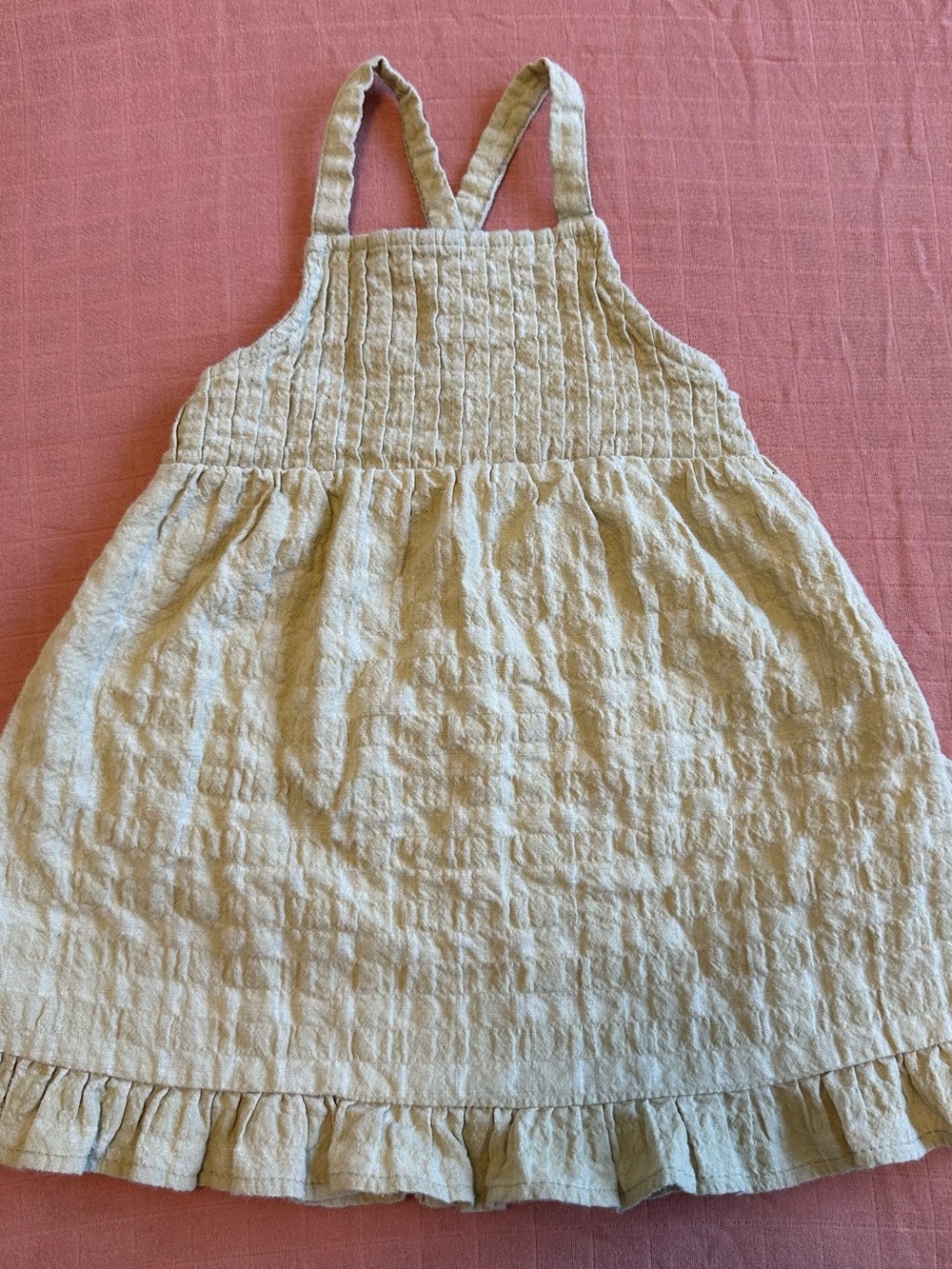 Zara Textured Ruffle-Hem Pinafore Dress